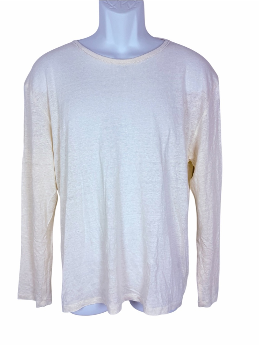 Rag & Bone Men’s Kerwin Long Sleeve Linen T-Shirt Ivory Cream Large